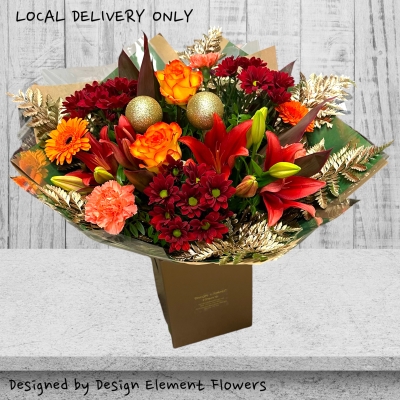 Christmas Golden Hand-tied Bouquet Delivered in Our Local Areas 