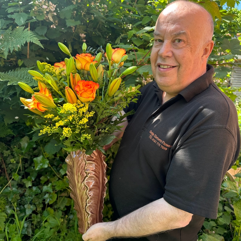 LOCAL Large Autumn Leaf Vase of Flowers 