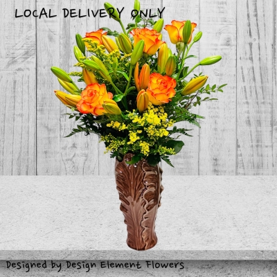 LOCAL Large Autumn Leaf Vase of Flowers 