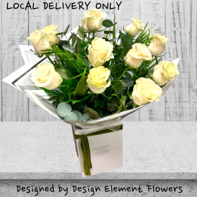 Luxury Simply White Rose hand-tied in White Box LOCAL