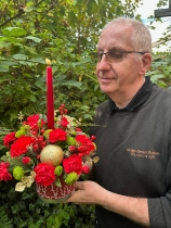 LOCAL Christmas Joy Arrangement with Candle 