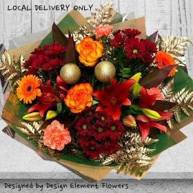 Christmas Golden Hand-tied Bouquet Delivered in Our Local Areas 