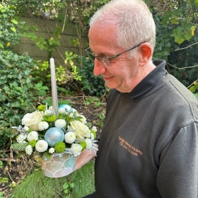 LOCAL Winter Frost Arrangement with Candle 