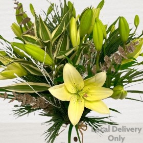 LOCAL Winter Asiatic Lily Lime Green Vase 