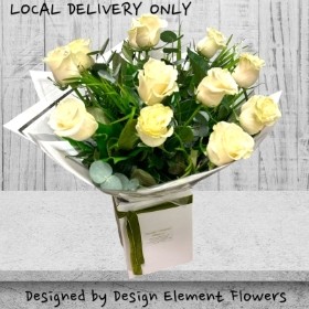 Luxury Simply White Rose hand-tied in White Box LOCAL