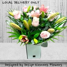 Simply Luxury Pink Roses & Pink Lilies in White Box LOCAL