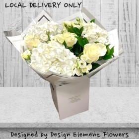 Simply Luxury White Hydrangea and White Rose Hand-tied LOCAL